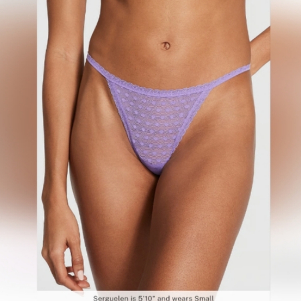 PINK VS Wink V-String Panty Dainty Dot Lace NWT NIP